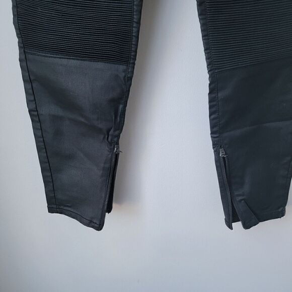 MOSSIMO Black Coated Denim Moto Mid Rise Jeggings Size 10 - Picture 7 of 8